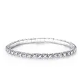 Elegant single row elastic rhinestone bracelet with silver finish and sparkling crystals - Single Row