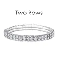 Elastic two-row sparkling rhinestone bracelet in silver-plated minimalist style - Double Row