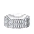 Elegant silver-tone 7-row rhinestone elastic bracelet with sparkling white crystals - Seven Rows