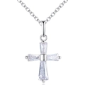 Elegante collana con pendente a croce in argento e zirconi a taglio baguette - Argento