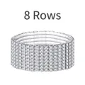 Luxurious silver 8-row elastic rhinestone bracelet with a minimalist sparkling finish - Eight Rows