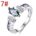 Size 7 silver ring with marquise-cut rainbow gemstone and blue-purple accents - Number 7