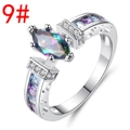 Minimalist silver ring featuring an iridescent marquise cut zircon stone in size 9 - Number 9