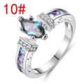 Women's marquise cut colorful stone ring in silver finish with blue zircon accents - 10