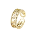 Bague étoile dorée ajustable avec incrustation de zircon rose et bordure perlée - Ouvert Réglable / Éclat d'Étoile Ajouré (J431 Or)