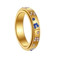 Gold butterfly star rotating ring with cluster of colorful gemstones in a floral design - US 6 / Gold