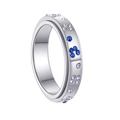 Spinner ring with butterfly star pattern in silver finish featuring colorful crystal flowers - US 6 / Silver