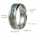 8mm stainless steel ring with natural iridescent abalone shell inlay for men - US 6 / Old Style Brown