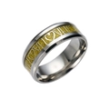 Anello in acciaio argento lucido con inserto glitterato dorato e design traforato LOVE - Numero 6 / Oro con ingranaggio d'oro