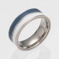 Anillo giratorio tres en uno pulido con acabado de esmalte en rayas azul y blanco - US 7 / Azul + Blanco