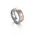 Zweifarbiger Herrenring aus Wolframkarbid in Silber und Roségold, poliertes Design - US 9 / Roségold