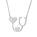 Silberne Edelstahl-Halskette mit Herz-Stethoskop und EKG-Anhänger-Design - Silber
