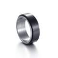 Bague rotative pour homme en acier inoxydable noir mat et argent brossé élégant - US 6 / Noir