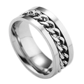 Cool silver rotatable stainless steel cuban chain ring for men and women - Size 6 / Silver
