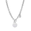 Silver stainless steel hiphop toggle clasp chain necklace with engraved round pendant - Round Pendant