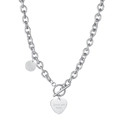 Silver heart pendant necklace with Love you more engraving and toggle clasp closure - Heart Pendant
