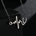 Sleek silver stainless steel stethoscope heartbeat necklace with a minimalist wave pendant - Silver
