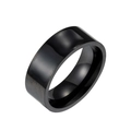 Polished black titanium NFC smart ring with minimalist wide flat cut surface for men - US 6 / Black Plated (Black Enamel)
