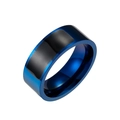 Deep blue titanium steel NFC smart ring with rectangular black accent on white background - US 6 / Blue Plated (Black Enamel)