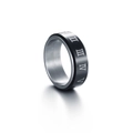 Drehbarer Wikinger-Ring mit römischen Zahlen aus schwarz-silbernem gebürstetem Edelstahl - US 6 / Römische Ziffern Ring