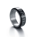 Drehbarer Edelstahl-Spinner-Ring mit nordischen Runen und schwarzem Finish - US 6 / Runen-Ring