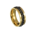 Cool golden spinner ring for couples with black chain inlay for anxiety relief - Gold Base Black Chain