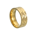 Men's 8mm gold titanium steel ring featuring a unique hammered vintage texture finish - US 6 / Gold