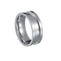 Polished silver stainless steel ring blank with central groove for DIY jewelry making - 6 / Flat Edge Style / 8mm Wide / Silver