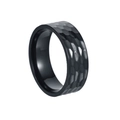 Black hammered finish 8mm titanium steel ring for men with unique textured surface - US 6 / Black