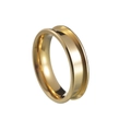Polished gold stainless steel DIY ring base with central channel for inlay designs - 6 / Double Bevel Style / 6mm Width / Gold
