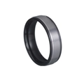 Black and silver striped 6mm titanium steel ring for men with industrial matte finish - US 5 / Black