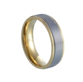 6mm two-tone titanium ring with gold edges and silver threaded center for men - US 5 / Gold