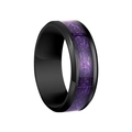 Detailed macro view of black stainless steel ring with purple celtic dragon inlay motif - Size 5 / Black Plated + Purple Base Black Dragon Pattern