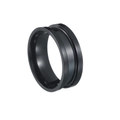 Anello moderno in acciaio inossidabile nero opaco con design industriale a doppia scanalatura - Taglia 6 / 8mm Bordo Piatto / Nero