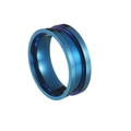 Anello in acciaio inossidabile blu elettrico lucido con design a doppia scanalatura - Taglia 6 / 8mm Bordo Piatto / Blu