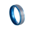 6mm men's deep blue stainless steel ring featuring silver horizontal threaded stripes - US 5 / Blue
