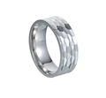 8mm silver vintage hammered texture titanium steel ring with polished inner surface - US 6 / Silver