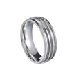 Anello fai-da-te in acciaio inossidabile argento con tre scanalature parallele - Taglia 6 / 8MM Tripla Scanalatura / Argento