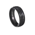 Anello minimalista nero in acciaio inossidabile con tre scanalature e finitura opaca - 6 / Tripla Scanalatura Larga / Nero