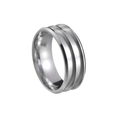 Base per anello in acciaio inossidabile argento con doppia scanalatura per fai da te - Taglia 6 / 8MM Doppia Scanalatura / Argento