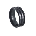 Anello da uomo in acciaio inossidabile nero con doppia scanalatura e finitura spazzolata - 6 / 8MM Doppia Scanalatura / Nero