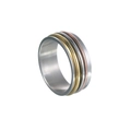 Three-tone titanium steel spinner ring in silver, gold and rose gold for men and women - US 7 / Three Colors