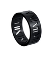 Anillo de hombre de 8 mm en acero de titanio negro mate con números romanos calados - US 7 / Negro
