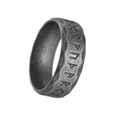 Vintage Noorse Viking Runen ring van verouderd titanium staal met gehamerde textuur - US 7 / Antiek Zilver
