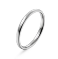Minimalist silver-white polished titanium steel ring with smooth inner and outer arc - US 5 / 2mm / Silver