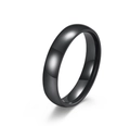 Minimalist polished black titanium steel band ring with reflective mirror finish surface - US 5 / 4mm / Black