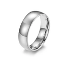 Polished silver stainless steel minimalist band ring with classic dome surface finish - US 5 / 6mm / Silver