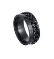 Anillo Vikingo negro mate para hombre con cadena giratoria y grabado de runas - US 6 / Negro
