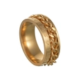 Anillo vikingo giratorio dorado con runas nórdicas y diseño de eslabones - US 6 / Dorado
