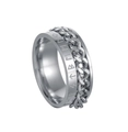 Anillo vikingo de acero inoxidable plateado con cadena giratoria y runas grabadas - US 6 / Plateado